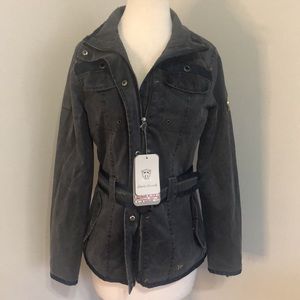 Lauria Garrelli bluish gray distressed jacket, size S